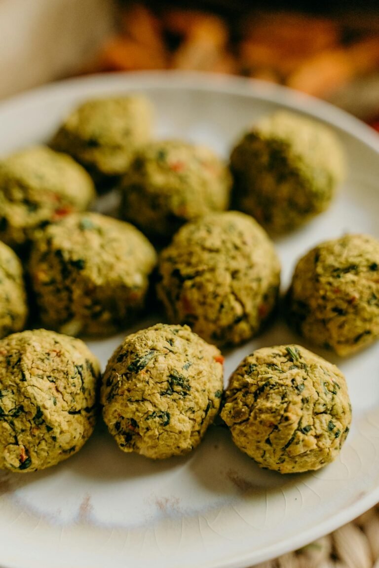A plate of delicious homemade vegan falafel, perfect for healthy living.